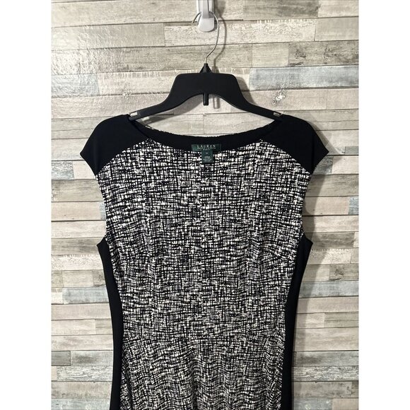 Women’s Lauren Ralph Lauren Sleeveless Dress Black White Plus Size 14 - Picture 4 of 16